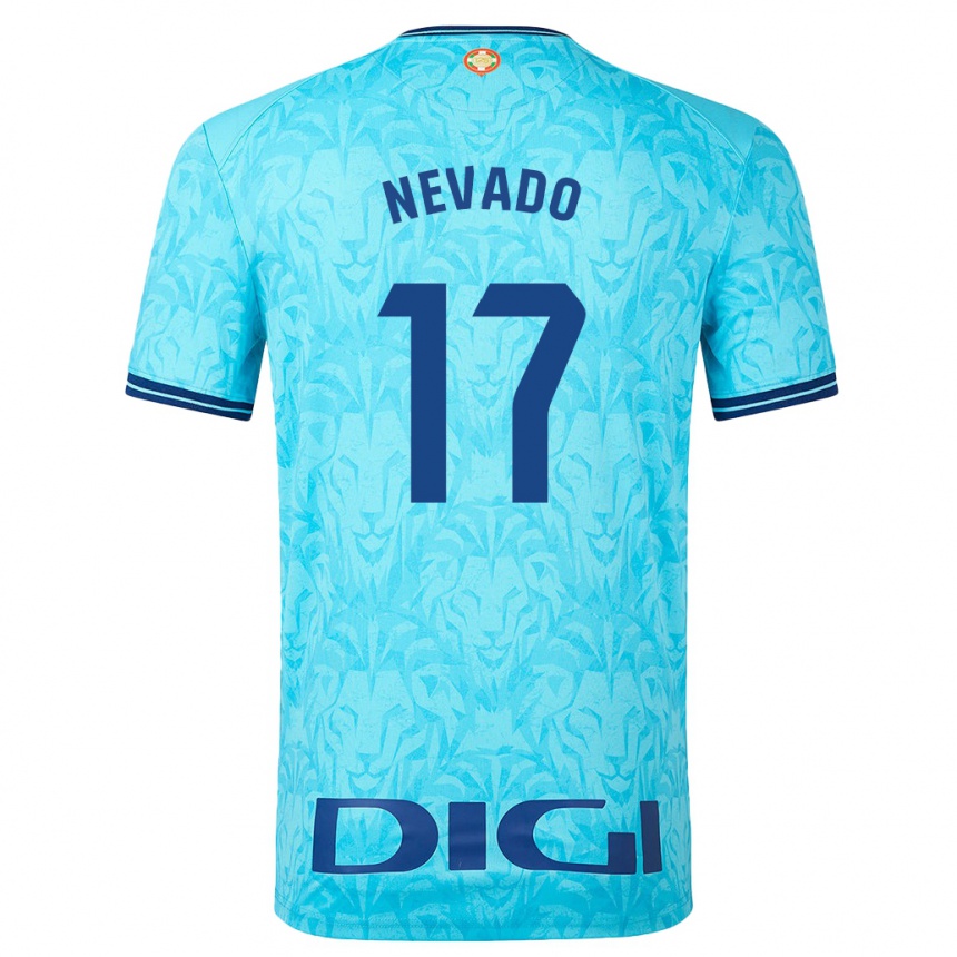 Men Football Nerea Nevado Gómez #17 Sky Blue Away Jersey 2023/24 T-Shirt