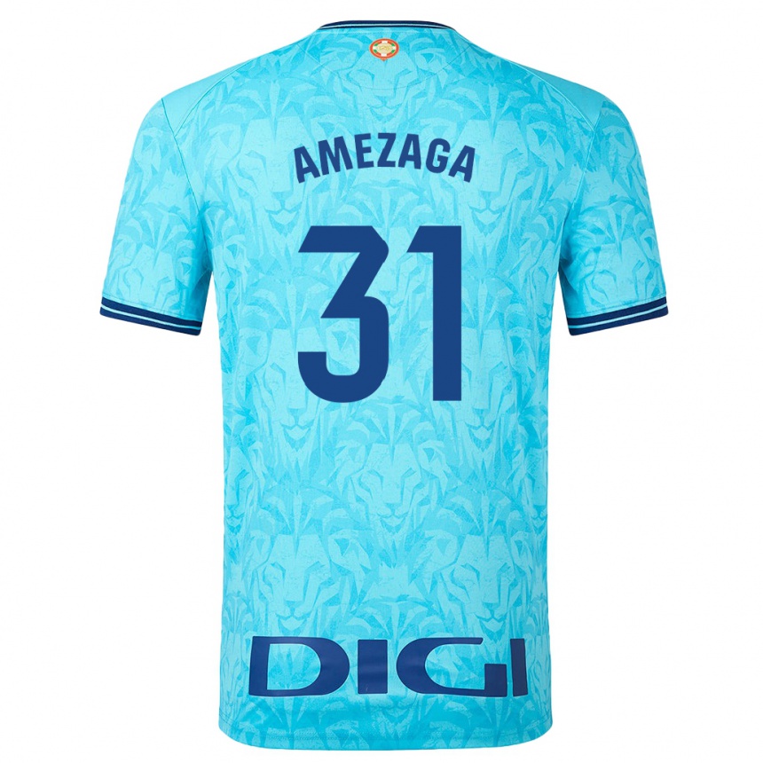 Men Football Jone Amezaga #31 Sky Blue Away Jersey 2023/24 T-Shirt