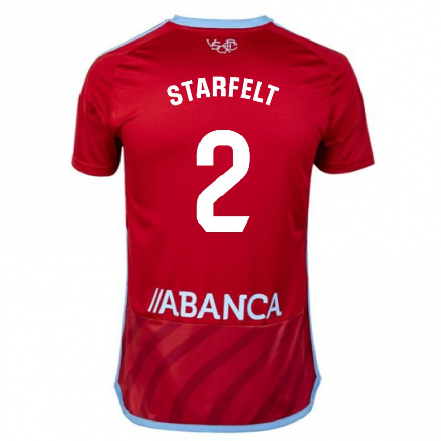 Men Football Carl Starfelt #2 Red Away Jersey 2023/24 T-Shirt