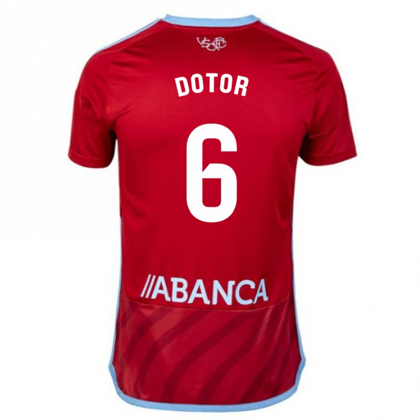 Men Football Carlos Dotor #6 Red Away Jersey 2023/24 T-Shirt