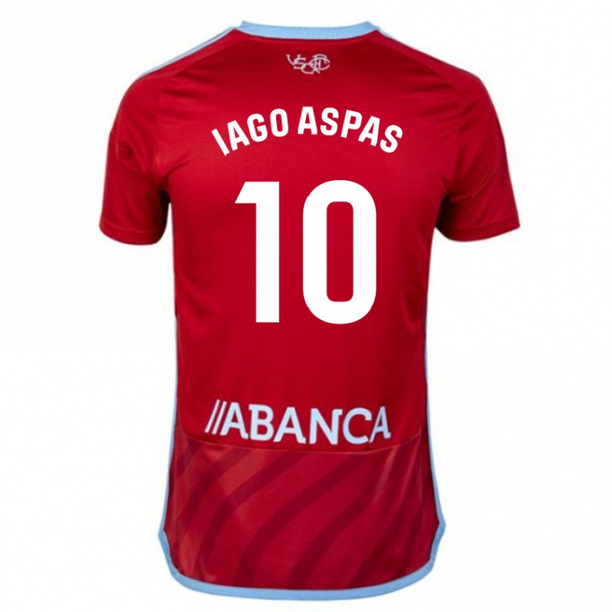 Men Football Iago Aspas #10 Red Away Jersey 2023/24 T-Shirt