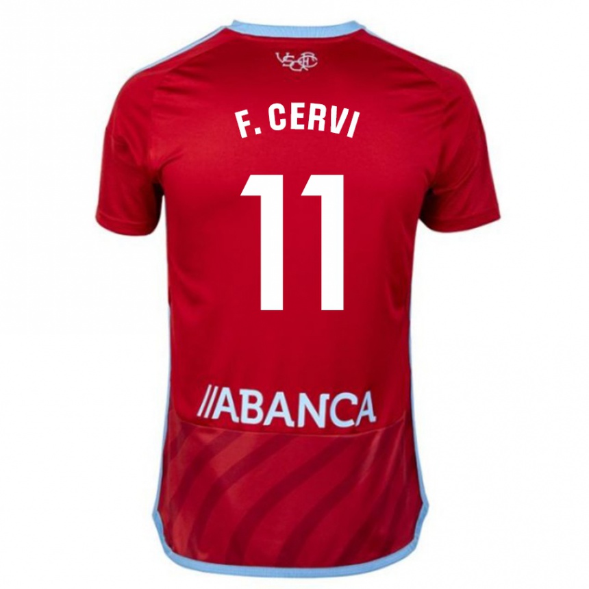 Men Football Franco Cervi #11 Red Away Jersey 2023/24 T-Shirt