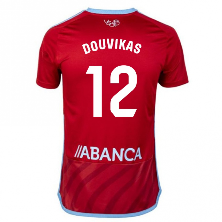 Men Football Anastasios Douvikas #12 Red Away Jersey 2023/24 T-Shirt