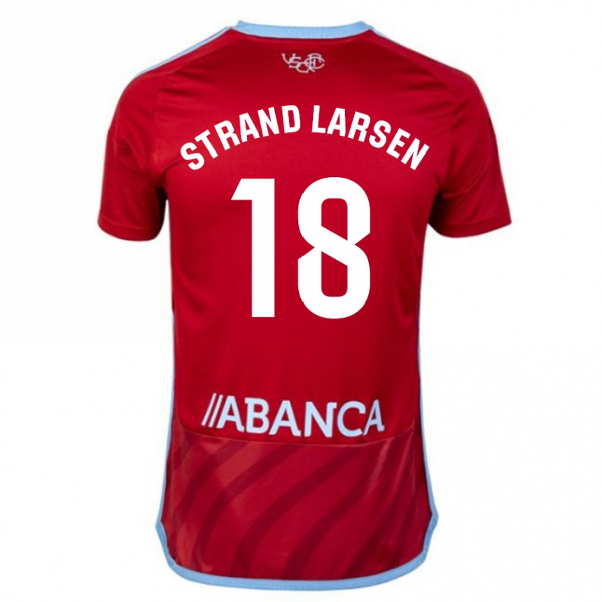 Men Football Jørgen Strand Larsen #18 Red Away Jersey 2023/24 T-Shirt