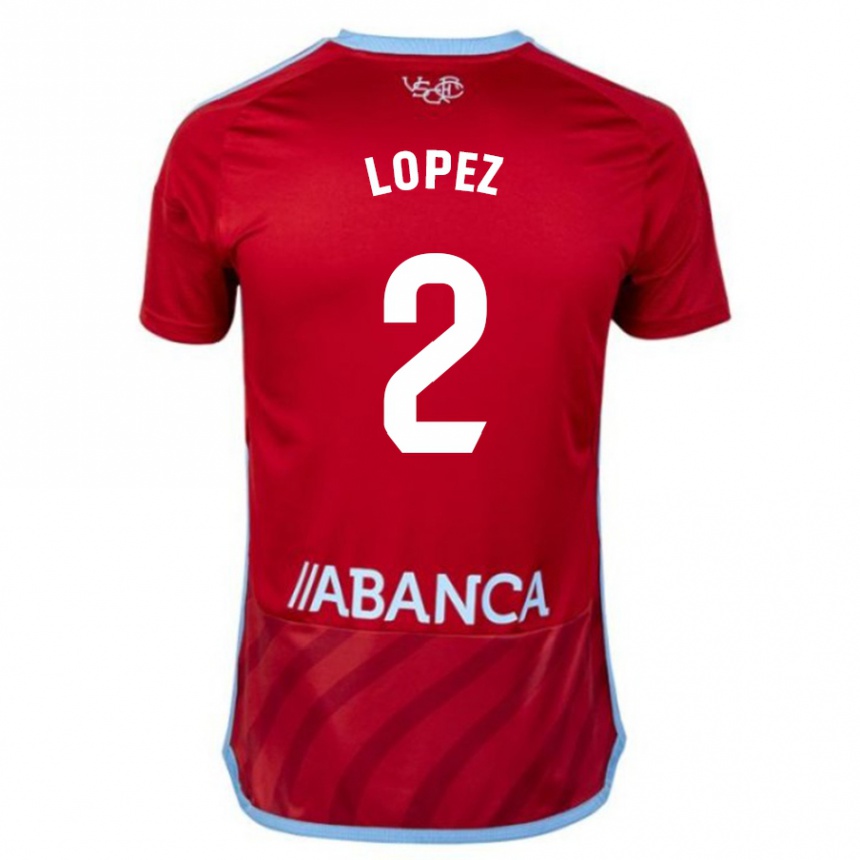 Men Football Iván López #2 Red Away Jersey 2023/24 T-Shirt