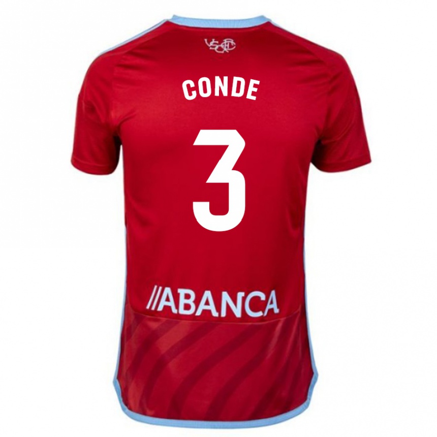 Men Football Martín Conde #3 Red Away Jersey 2023/24 T-Shirt