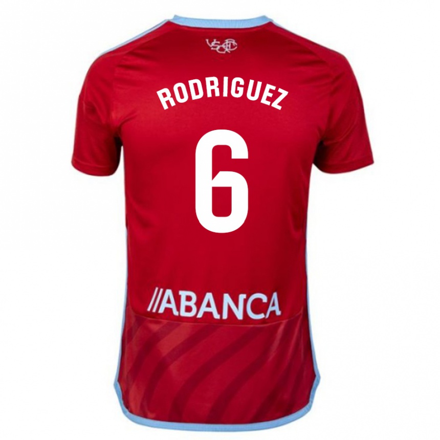 Men Football Damián Rodríguez #6 Red Away Jersey 2023/24 T-Shirt