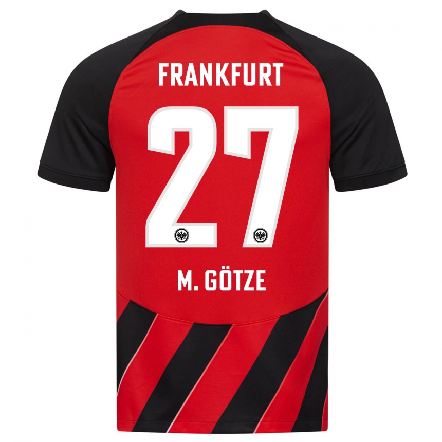 Women Football Mario Götze #27 Red Black Home Jersey 2023/24 T-Shirt