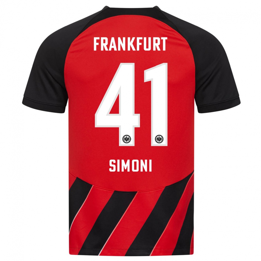 Women Football Simon Simoni #41 Red Black Home Jersey 2023/24 T-Shirt