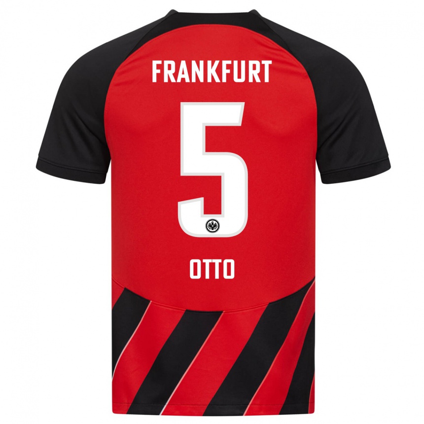 Women Football Fynn Otto #5 Red Black Home Jersey 2023/24 T-Shirt