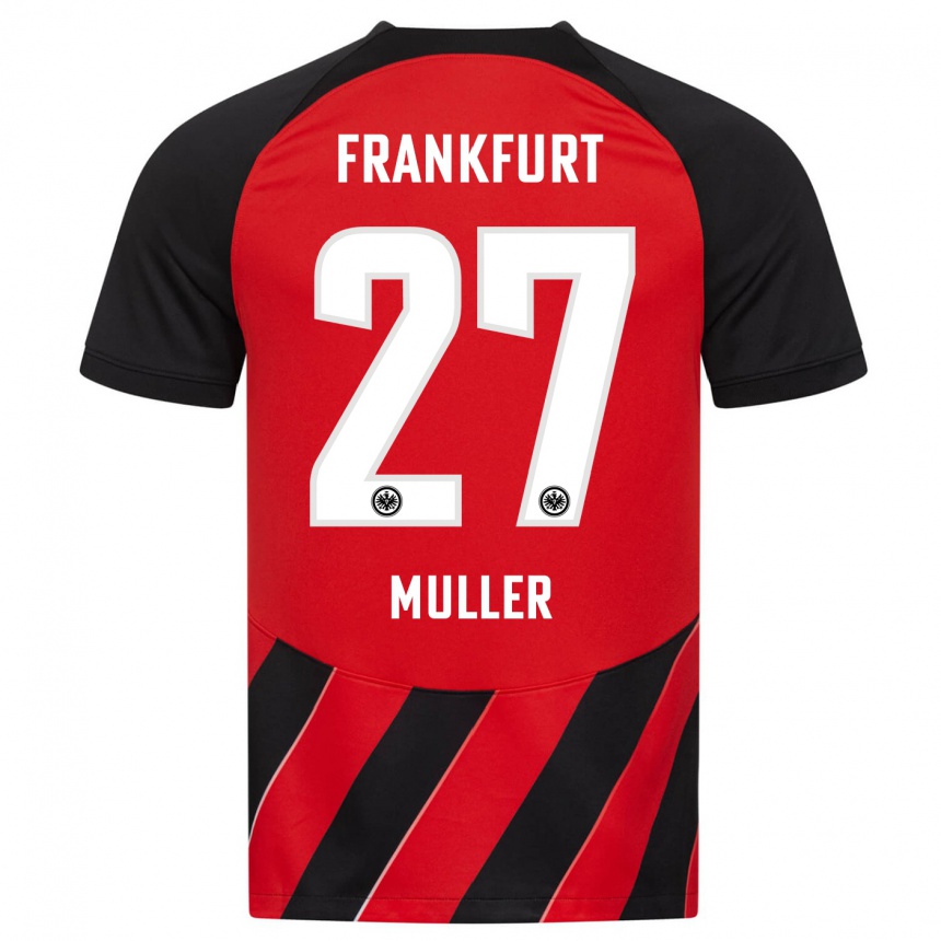 Women Football Mark Müller #27 Red Black Home Jersey 2023/24 T-Shirt