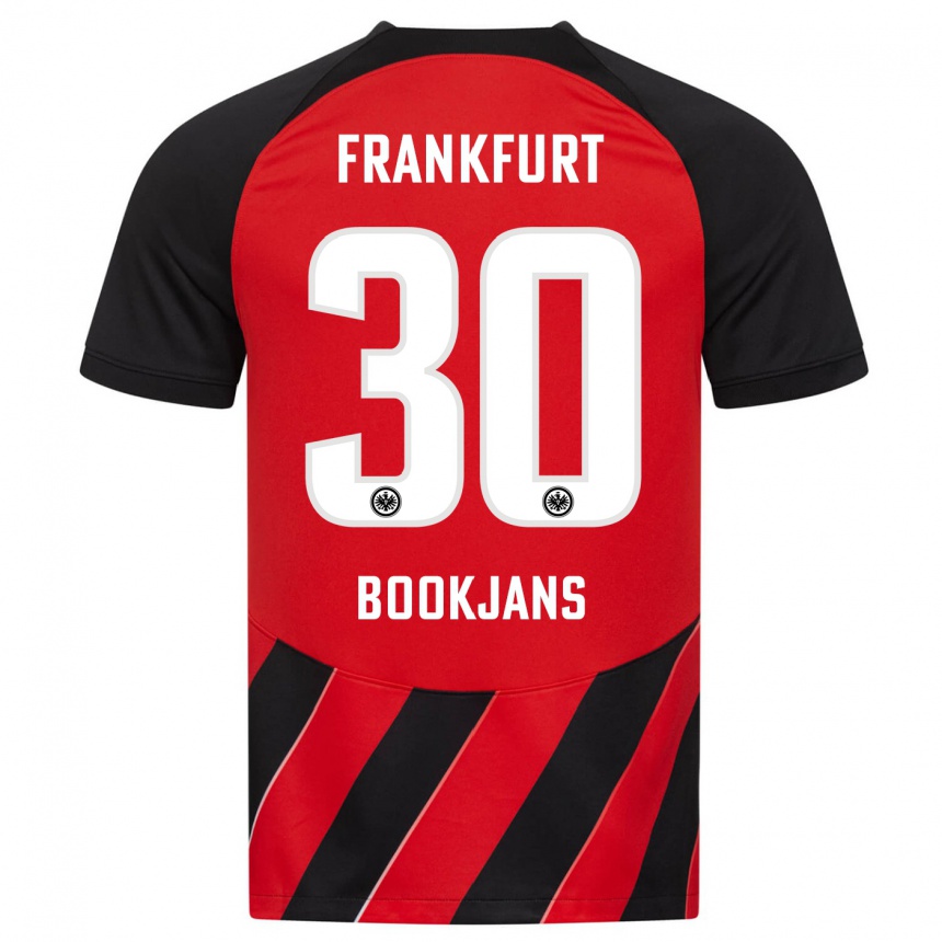 Women Football Jakob Bookjans #30 Red Black Home Jersey 2023/24 T-Shirt