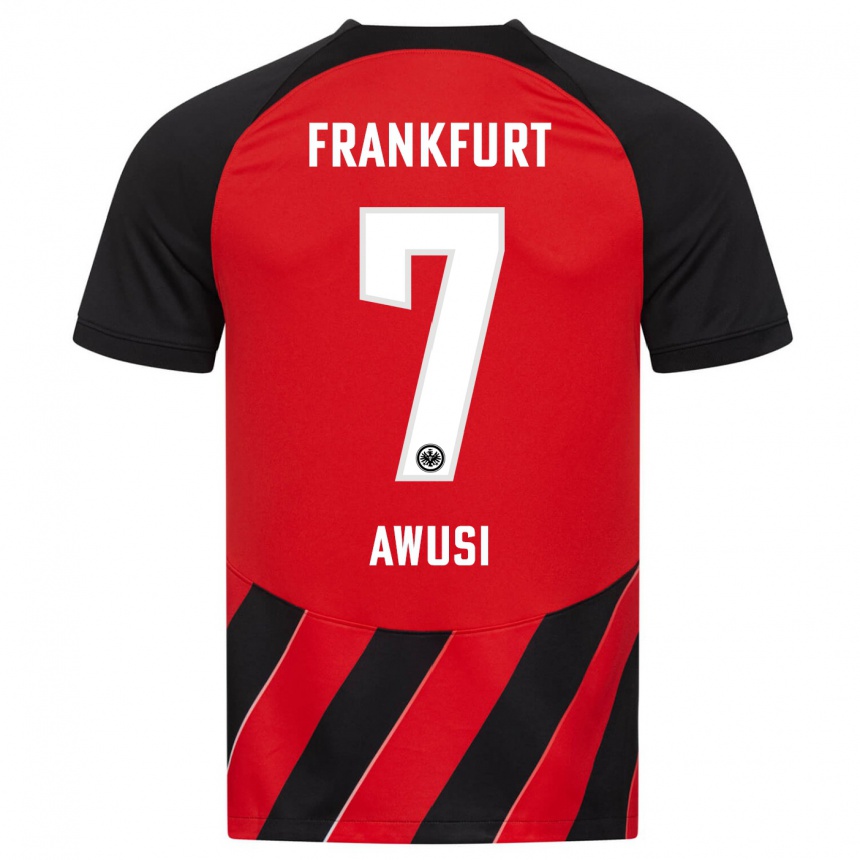 Women Football Junior Awusi #7 Red Black Home Jersey 2023/24 T-Shirt