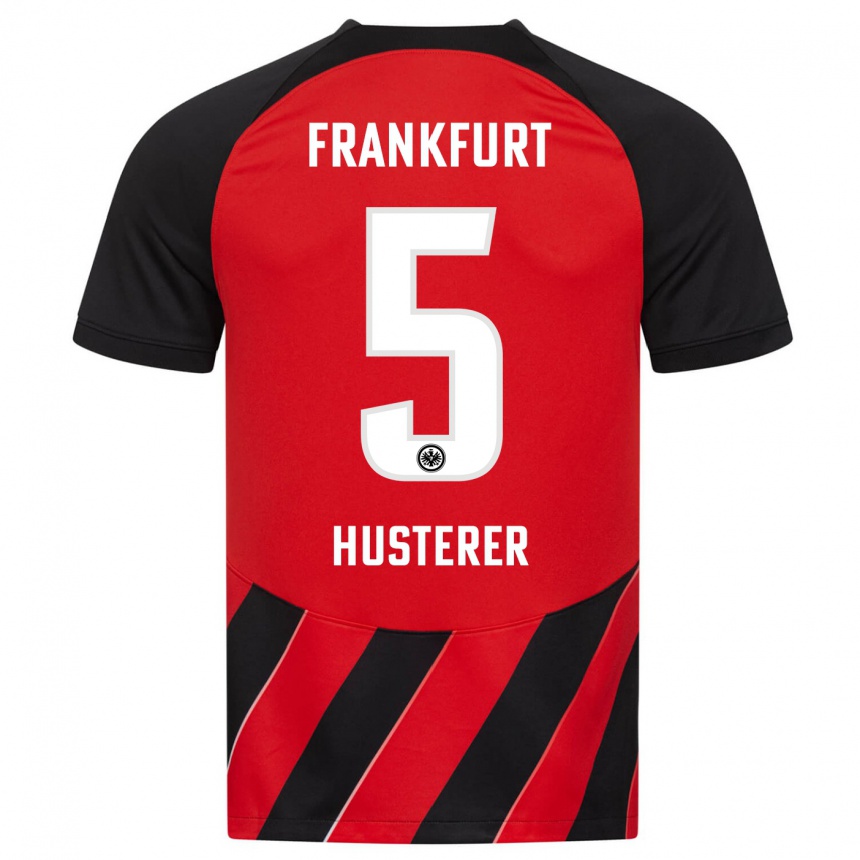 Women Football Lean Husterer #5 Red Black Home Jersey 2023/24 T-Shirt