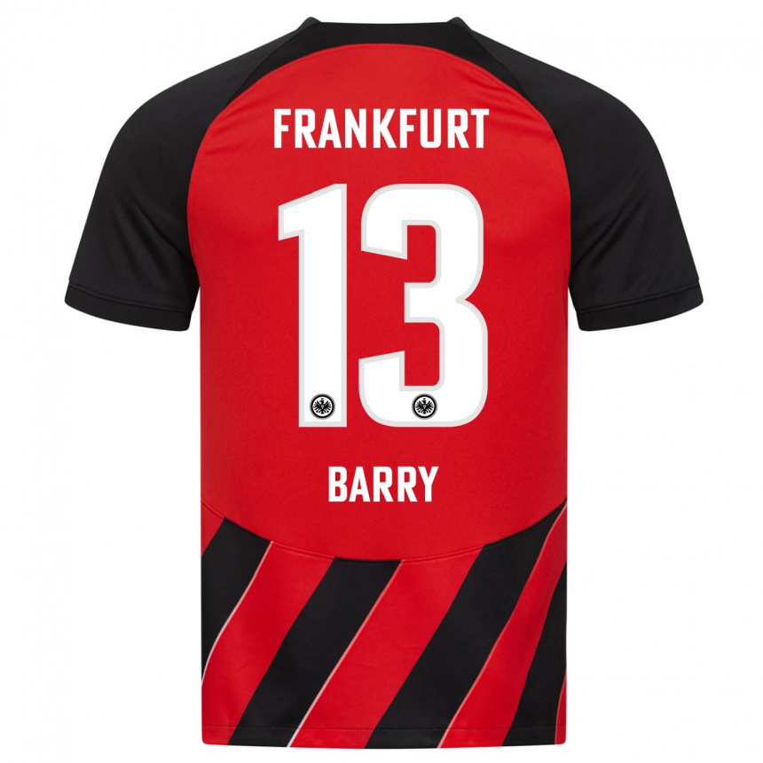 Women Football Jasha Barry #13 Red Black Home Jersey 2023/24 T-Shirt