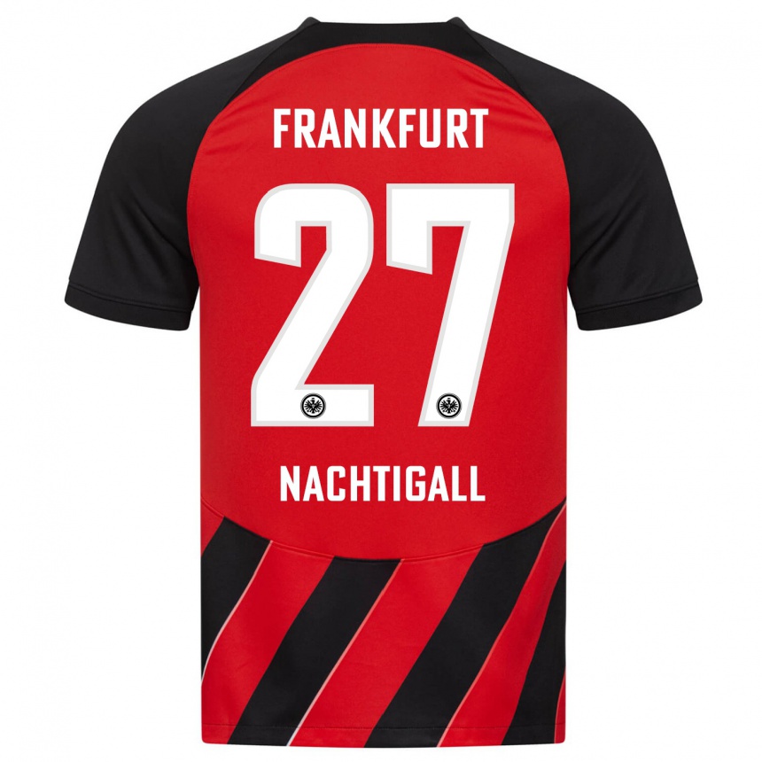 Women Football Sophie Nachtigall #27 Red Black Home Jersey 2023/24 T-Shirt