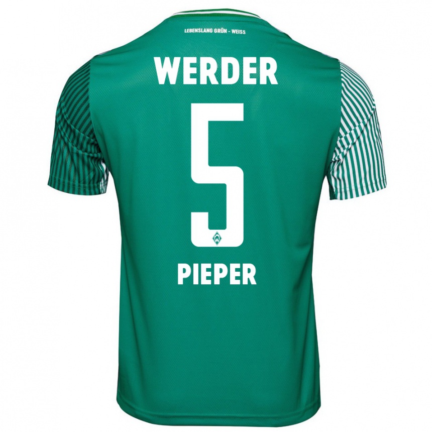 Women Football Amos Pieper #5 Green Home Jersey 2023/24 T-Shirt