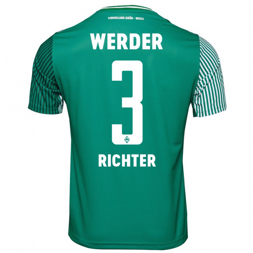 Women Football Mathis Richter #3 Green Home Jersey 2023/24 T-Shirt