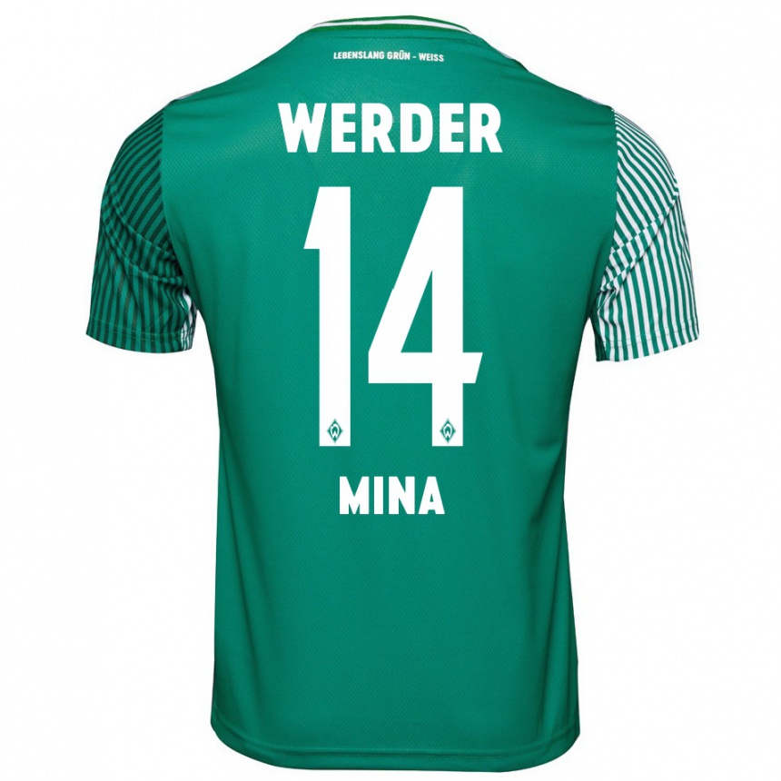 Women Football Johan Mina #14 Green Home Jersey 2023/24 T-Shirt