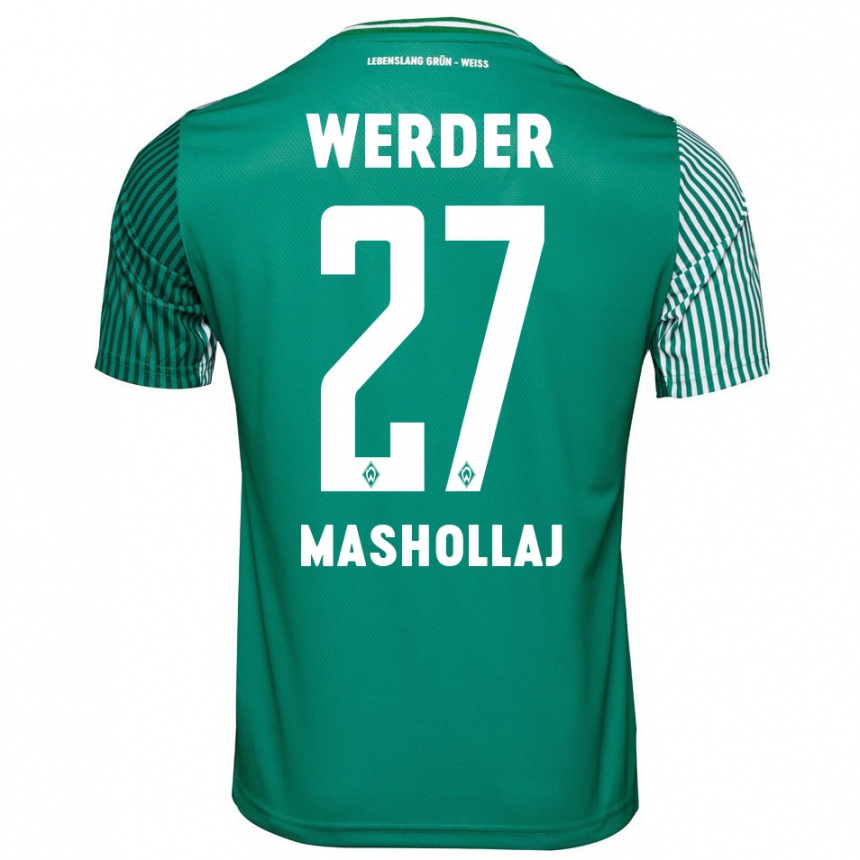 Women Football Benjamin Mashollaj #27 Green Home Jersey 2023/24 T-Shirt