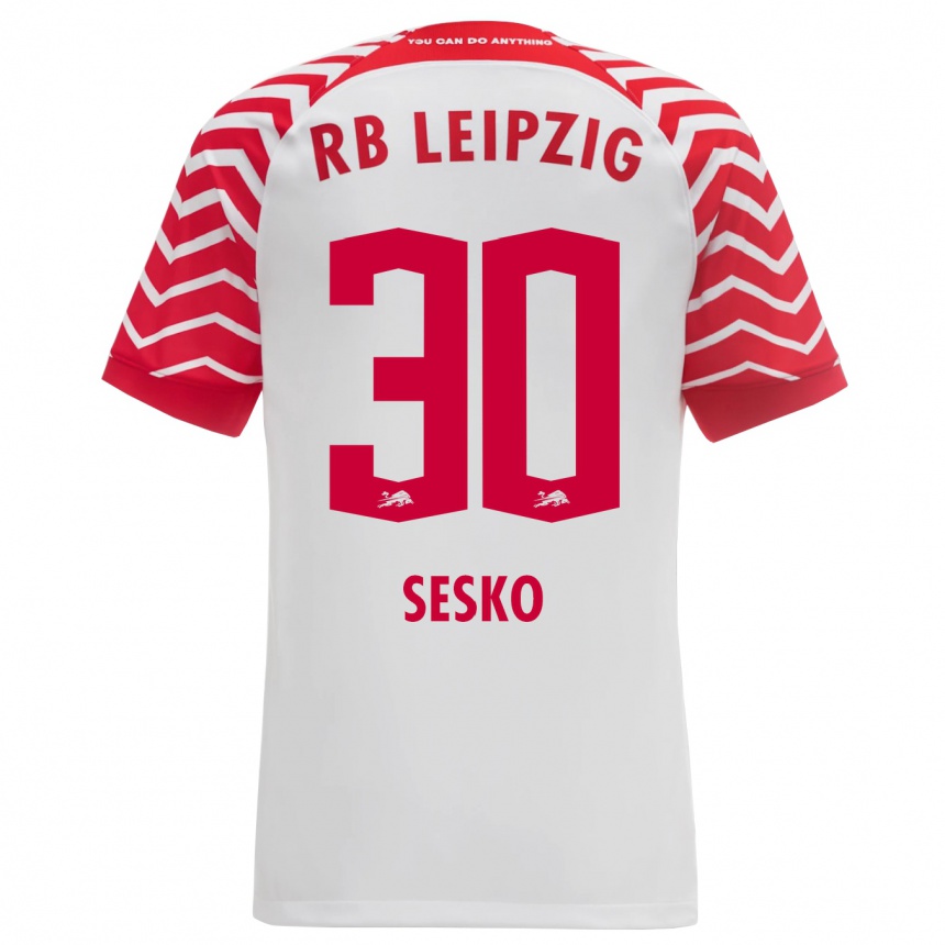 Women Football Benjamin Sesko #30 White Home Jersey 2023/24 T-Shirt