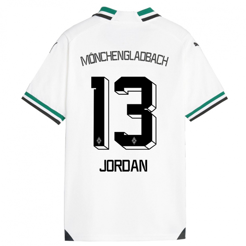 Women Football Jordan #13 White Green Home Jersey 2023/24 T-Shirt