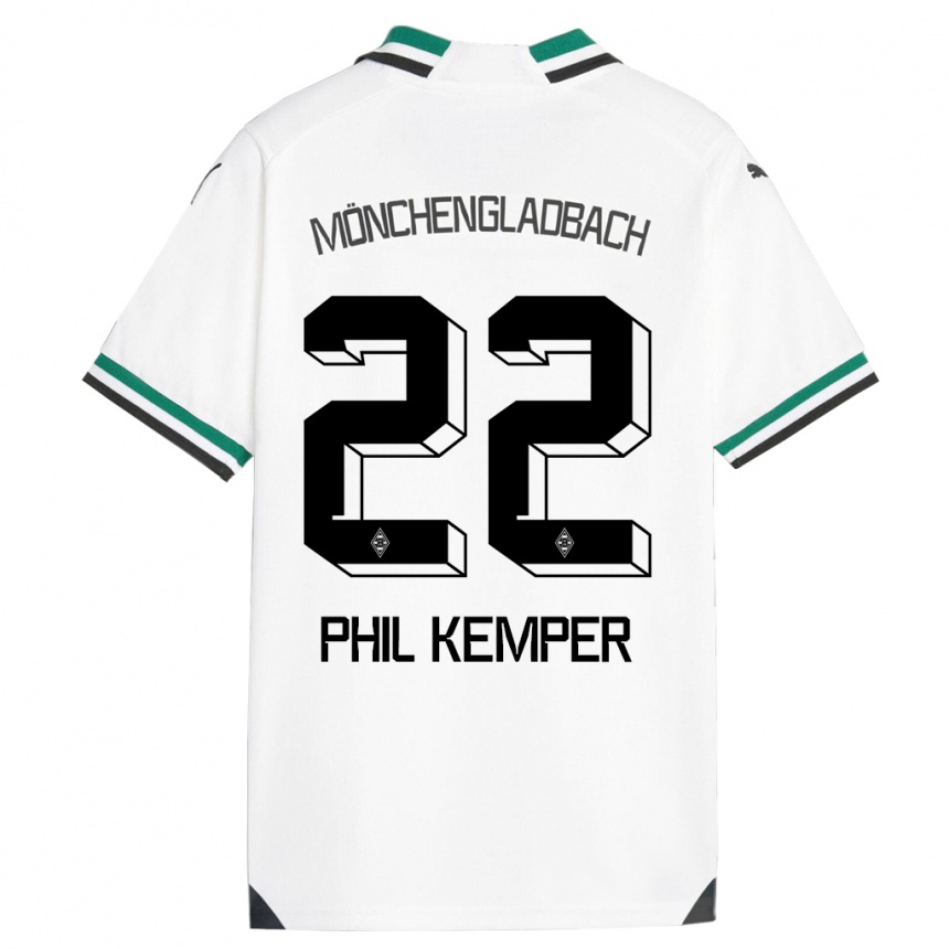 Women Football Phil Kemper #22 White Green Home Jersey 2023/24 T-Shirt