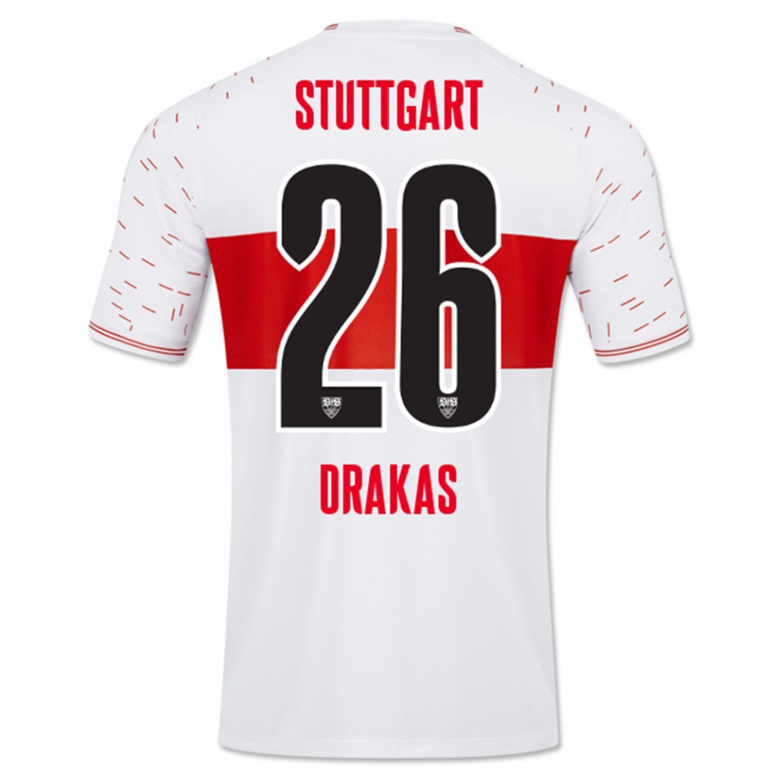 Women Football Babis Drakas #26 White Home Jersey 2023/24 T-Shirt