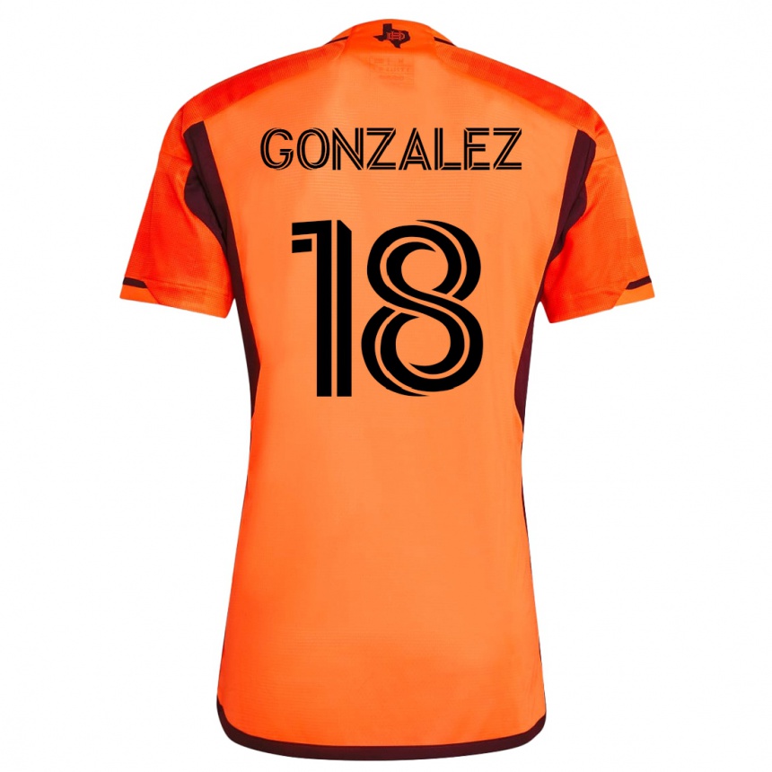 Women Football Diego Gonzalez #18 Orange Home Jersey 2023/24 T-Shirt