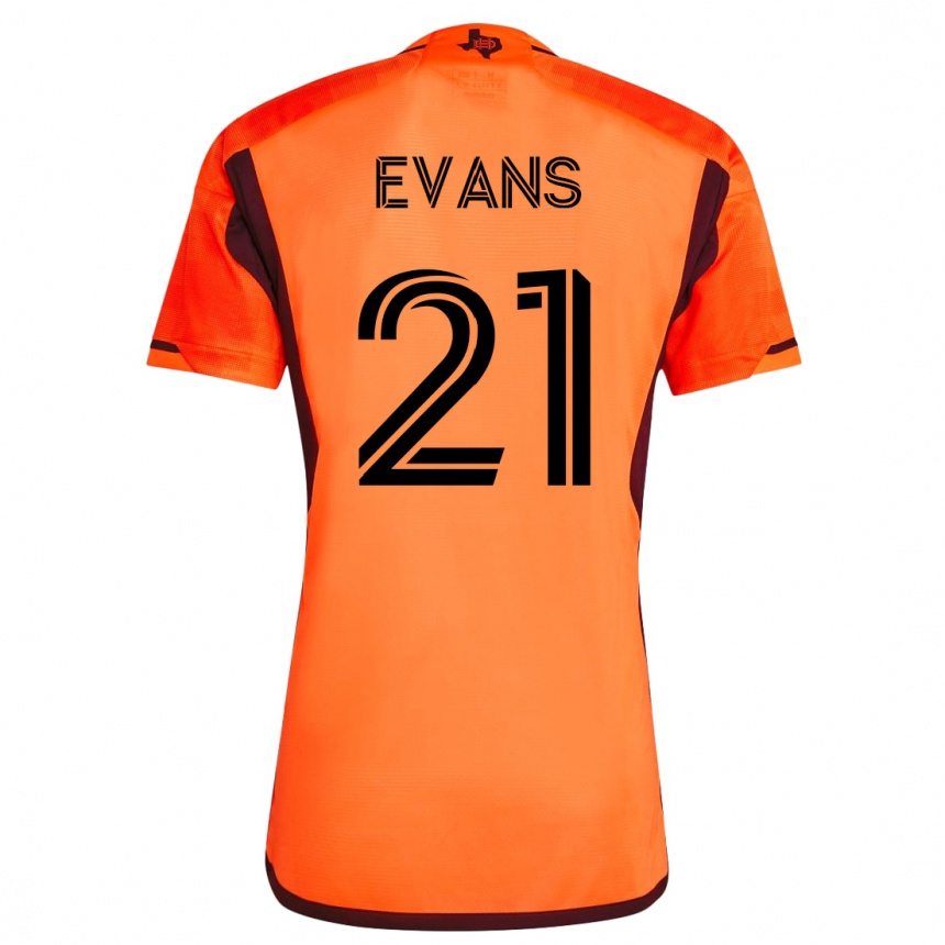 Women Football Jacob Evans #21 Orange Home Jersey 2023/24 T-Shirt
