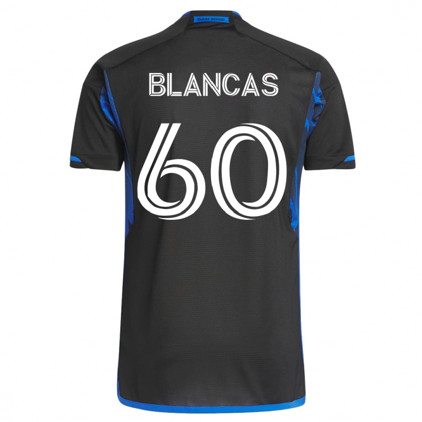 Women Football Eduardo Blancas #60 Blue Black Home Jersey 2023/24 T-Shirt