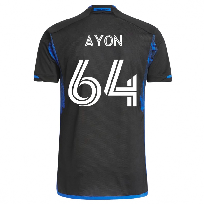 Women Football Jerry Ayon #64 Blue Black Home Jersey 2023/24 T-Shirt