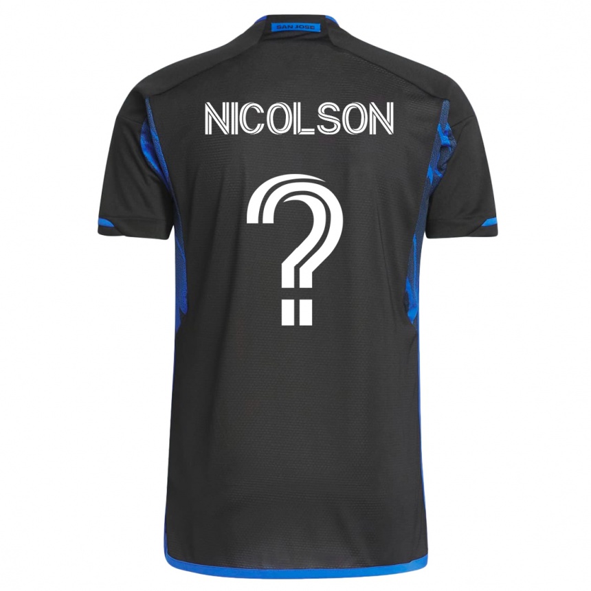 Women Football John Nicolson #0 Blue Black Home Jersey 2023/24 T-Shirt