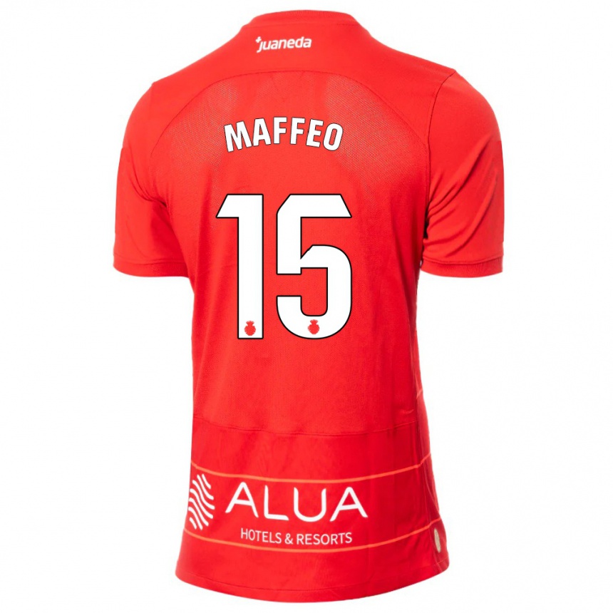 Women Football Pablo Maffeo #15 Red Home Jersey 2023/24 T-Shirt