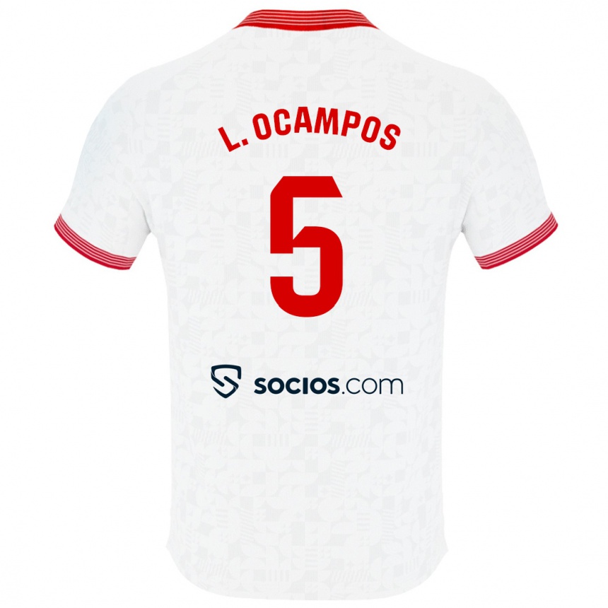 Women Football Lucas Ocampos #5 White Home Jersey 2023/24 T-Shirt