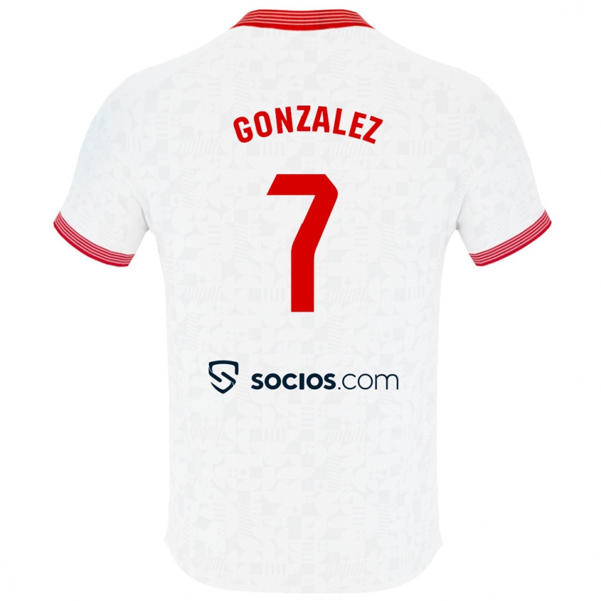 Women Football Juan González #7 White Home Jersey 2023/24 T-Shirt