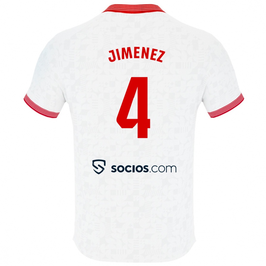 Women Football Diego Jiménez #4 White Home Jersey 2023/24 T-Shirt