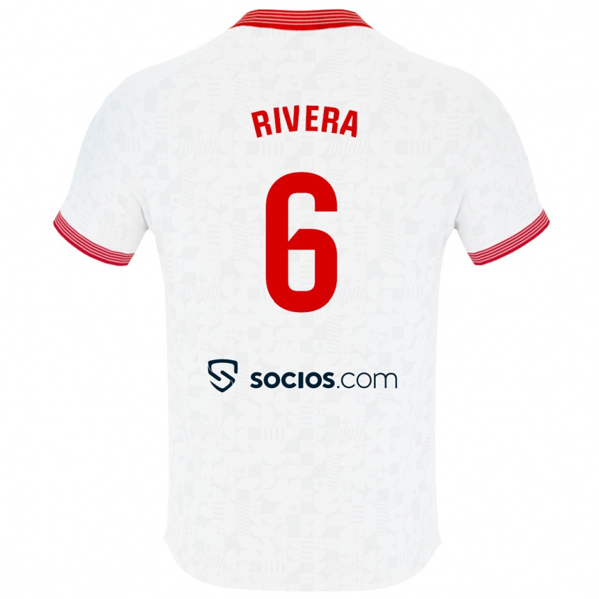 Women Football Pablo Rivera #6 White Home Jersey 2023/24 T-Shirt