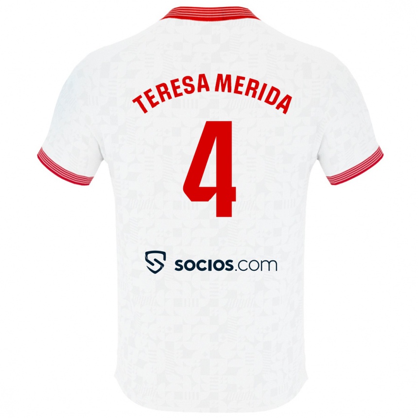 Women Football Teresa Merida #4 White Home Jersey 2023/24 T-Shirt