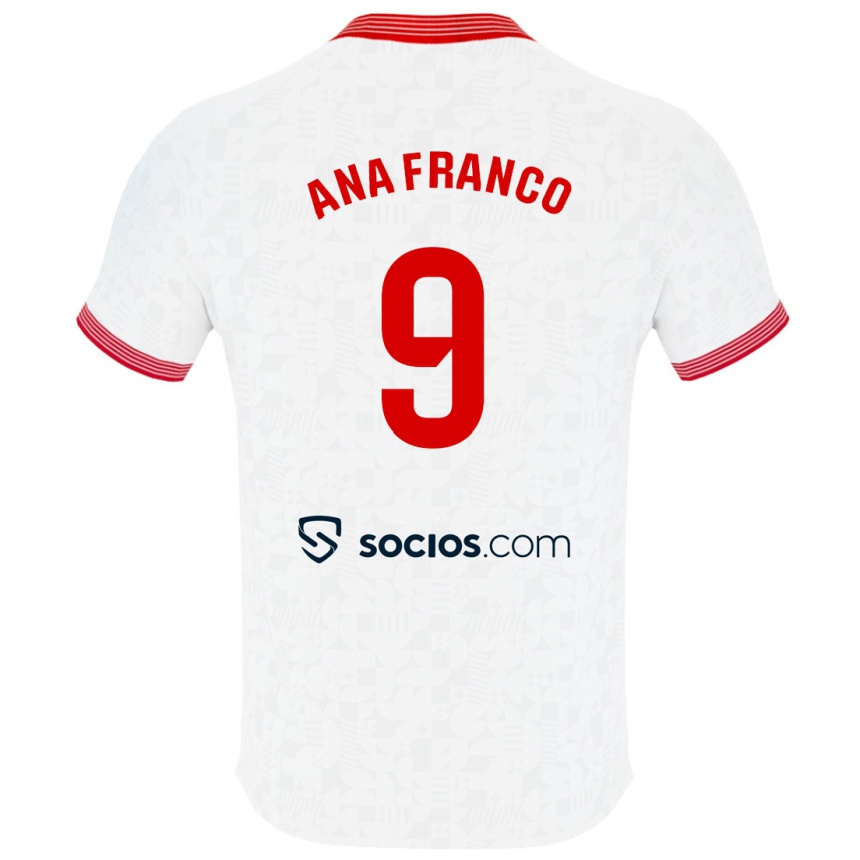 Women Football Ana Franco De La Vega #9 White Home Jersey 2023/24 T-Shirt