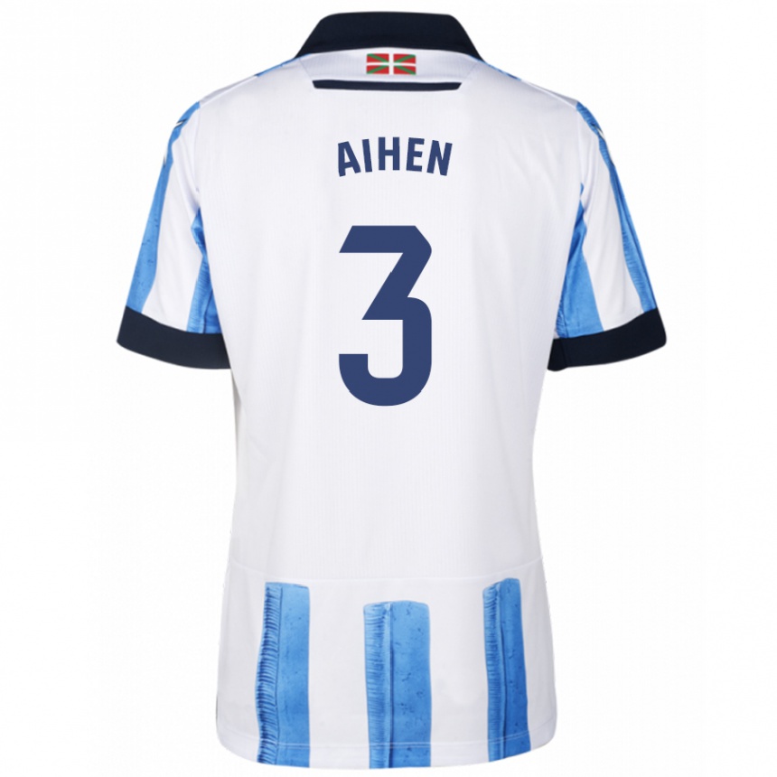 Women Football Aihen Muñoz #3 Blue White Home Jersey 2023/24 T-Shirt