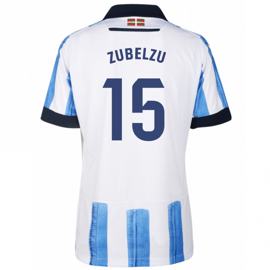 Women Football Julen Zubelzu #15 Blue White Home Jersey 2023/24 T-Shirt