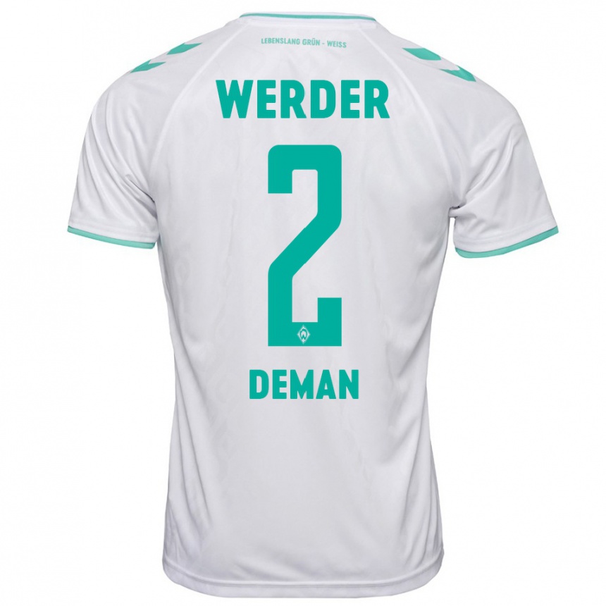 Women Football Olivier Deman #2 White Away Jersey 2023/24 T-Shirt