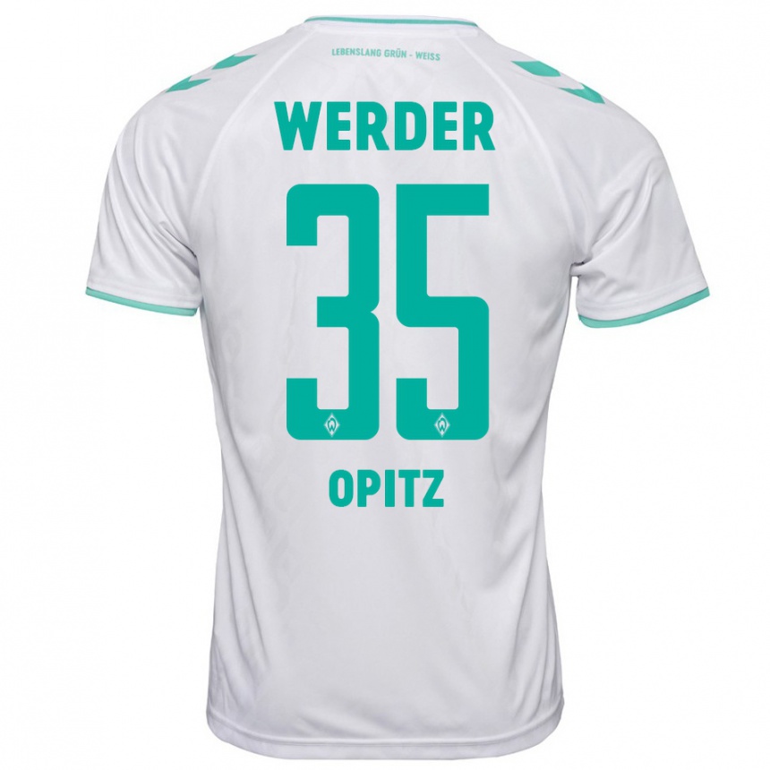Women Football Leon Opitz #35 White Away Jersey 2023/24 T-Shirt