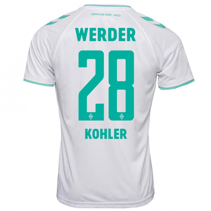 Women Football Ethan Kohler #28 White Away Jersey 2023/24 T-Shirt