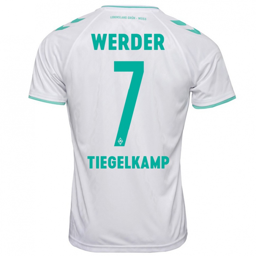 Women Football Maximilian Tiegelkamp #7 White Away Jersey 2023/24 T-Shirt