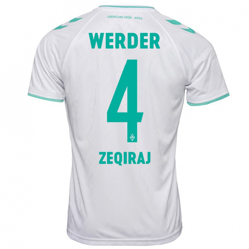 Women Football Leon Zeqiraj #4 White Away Jersey 2023/24 T-Shirt