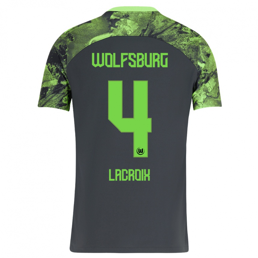 Women Football Maxence Lacroix #4 Dark Grey Away Jersey 2023/24 T-Shirt