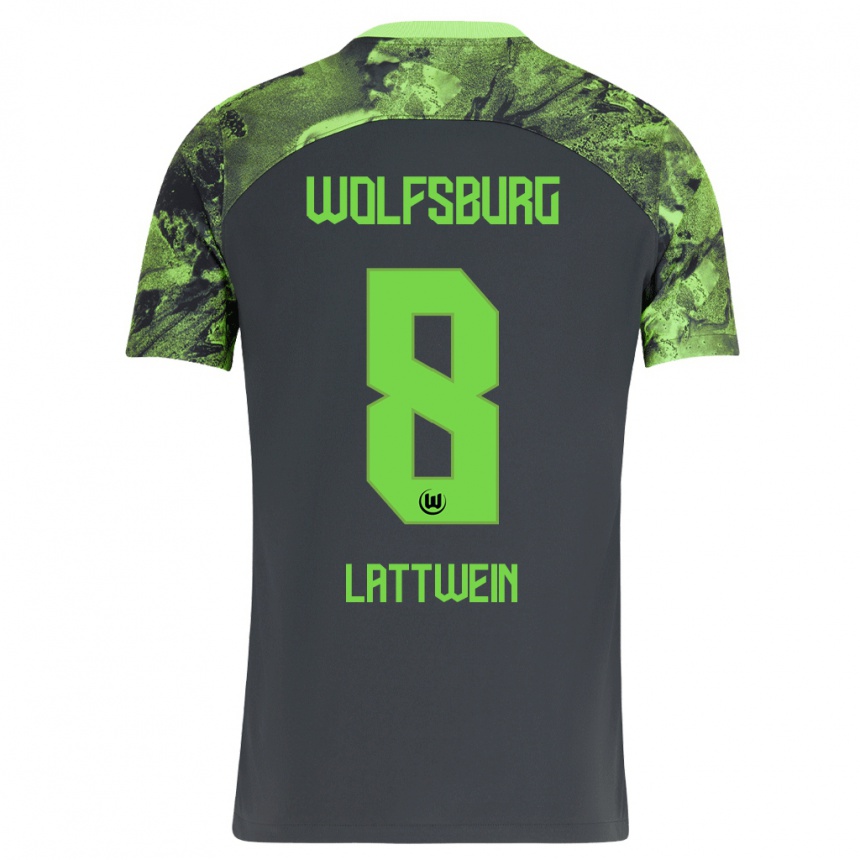 Women Football Lena Lattwein #8 Dark Grey Away Jersey 2023/24 T-Shirt