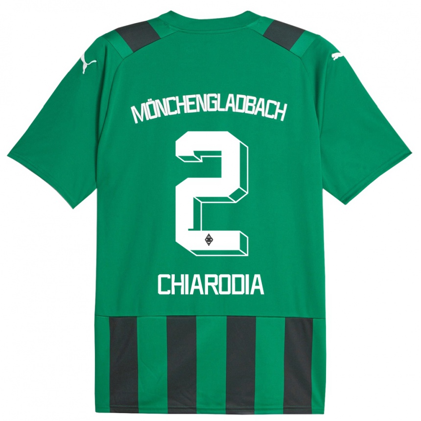 Women Football Fabio Chiarodia #2 Black Green Away Jersey 2023/24 T-Shirt